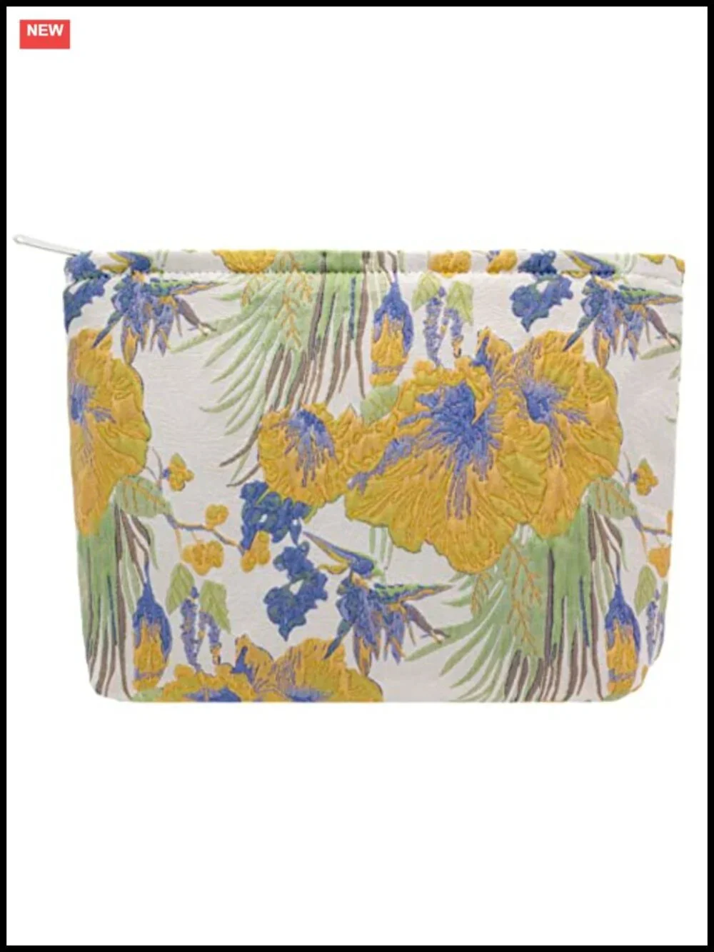 Flat Canvas-Lined Makeup Bag for Women, Zipper Cosmetic Pouch, Travel Toiletry